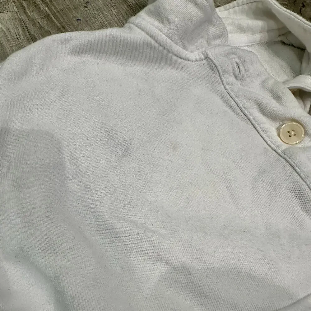 Aerie‎ White Cropped Fleece Pullover Henley Sweatshirt Small - Picture 4 of 7